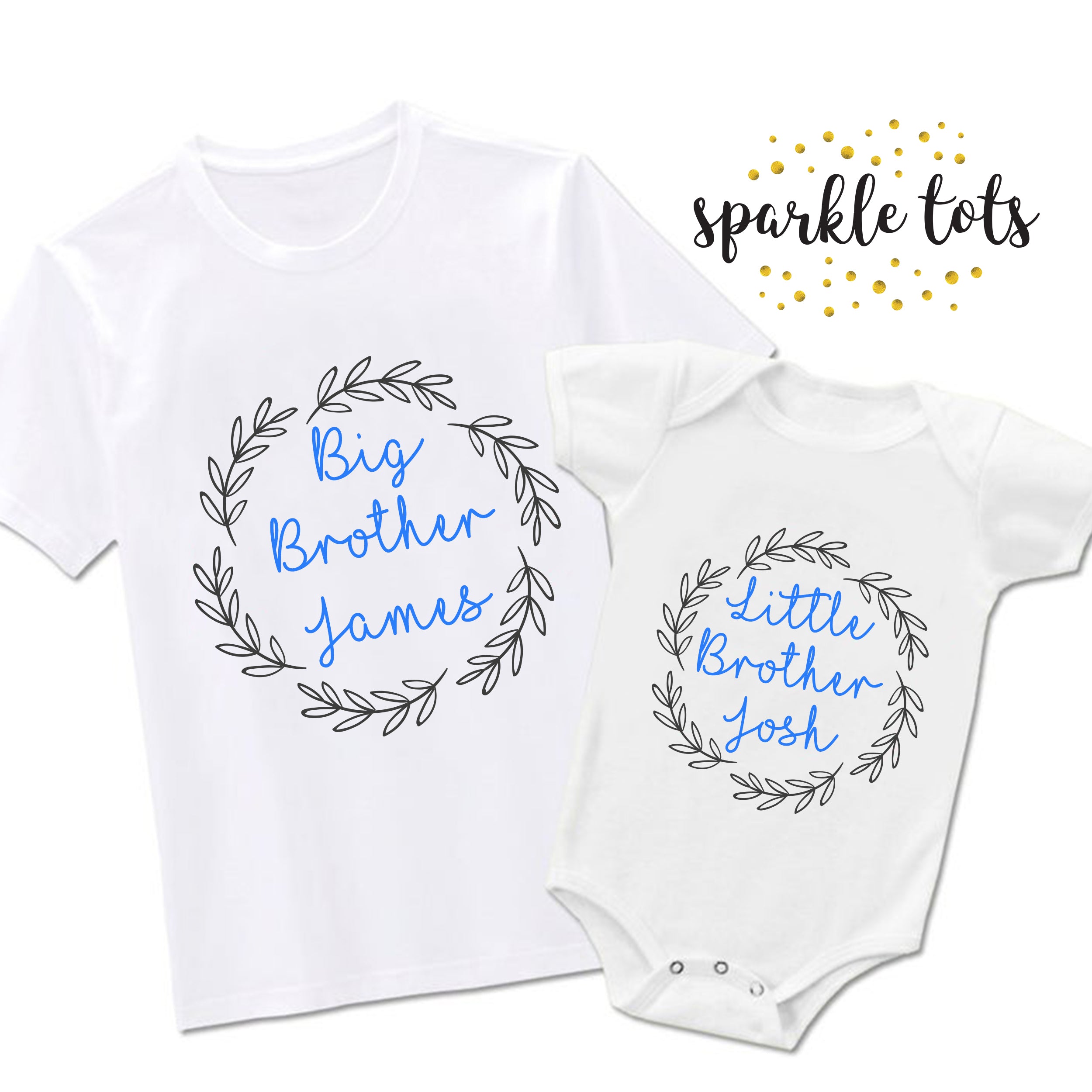 Matching Big Brother Little Brother Shirt Set Personalised Sibling Outfits Sparkle Tots