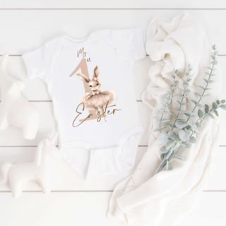 Adorable My 1st Easter Baby Vest or T-Shirt from Sparkle Tots – perfect attire for your baby's first Easter celebration, crafted for cuteness and comfort. Choose between a baby vest or a t-shirt.