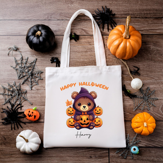 Personalised Halloween Tote Bag Spooky Bear