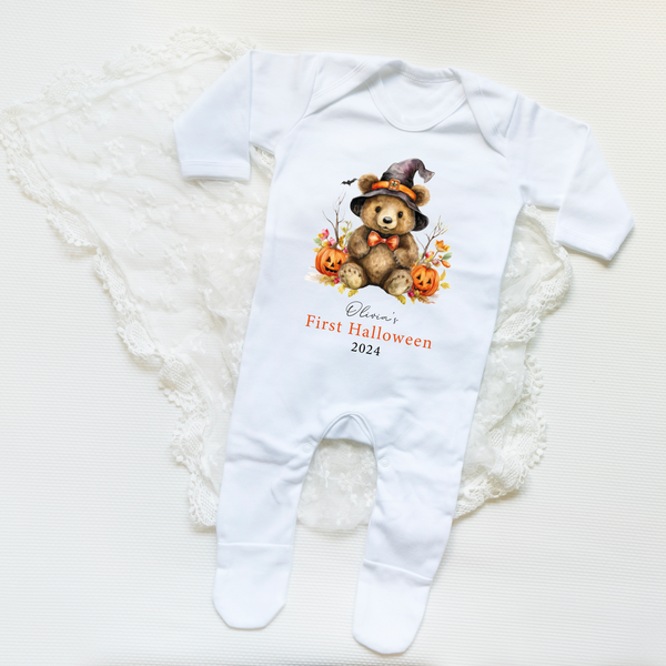 Personalised My 1st Halloween Sleepsuit Bear Design