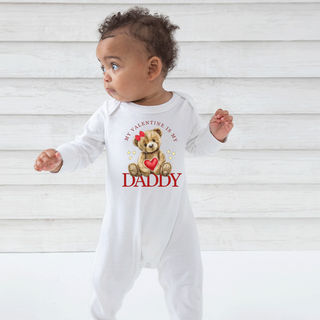 Heartfelt Valentine's Day Baby Sleepsuit, crafted with softness and care. Add your baby's name for a personalised touch.