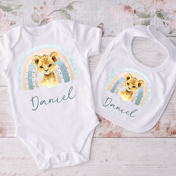 Little lion baby vest and bib