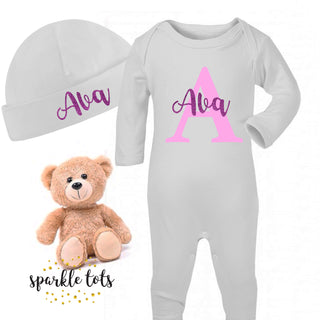 baby girl personalised sleepsuit, romper