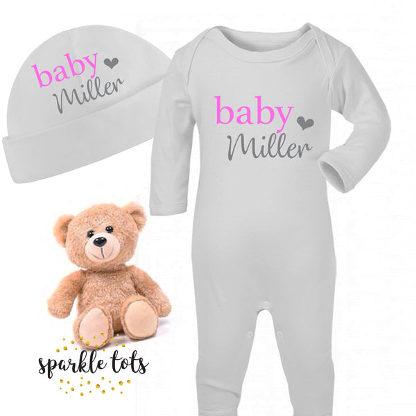 "Adorable Baby Girl Personalised Gift Set - Sleepsuit, Baby Grow, Bib, Money Box, Bunny, Drawstring Bag. Personalise each item for a unique and thoughtful present."  Feel free to customize the language to align with your brand style. If you have specific keywords or details you'd like to include, please let me know!