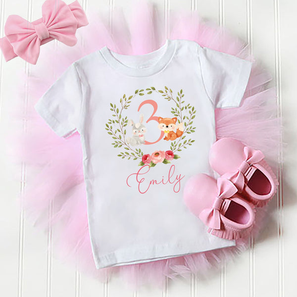 Girls woodland animal birthday outfit