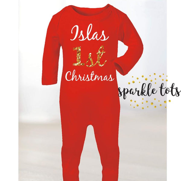 1st Christmas Baby Romper - my 1st Christmas, first Christmas Romper - Baby Christmas gifts - Christmas baby - Xmas Pyjamas - Red Onesie - Girls Boys Christmas