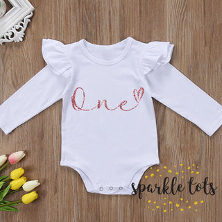 Charming Girls 1st Birthday Bodysuit from Sparkle Tots – a delightful and comfortable outfit for your baby's special celebration.