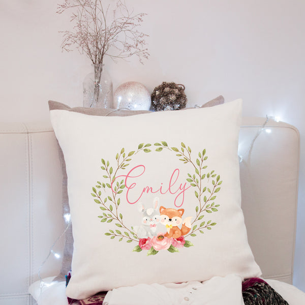 Personalised baby girls cushion cover