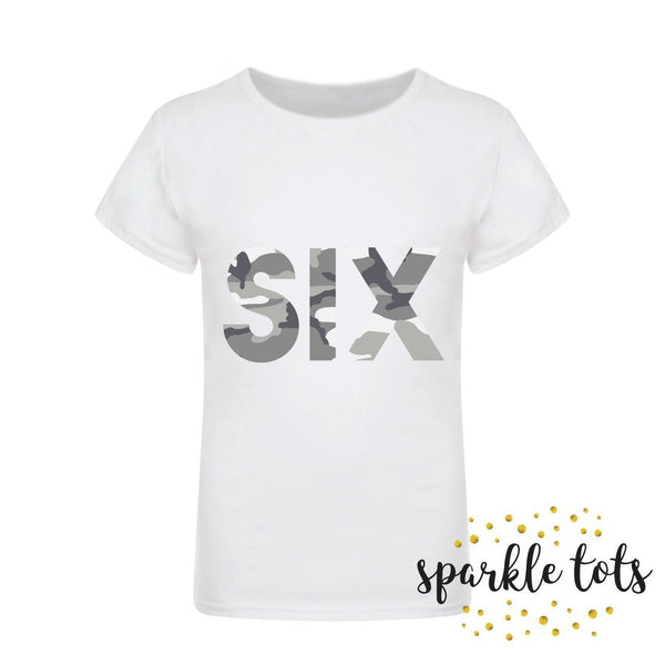 Boys Birthday T-Shirt with Camo Print