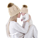 Mummy and son matching winter hat set with pom poms