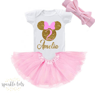 Baby Girls 1st First Birthday Outfit Minnie Mouse