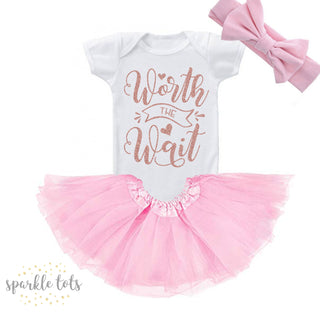 worth the wait, newborn baby girls outfit