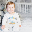 Personalised Baby Boy Train Design Sleepsuit