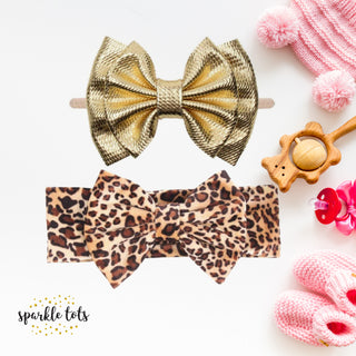 Leopard print bow headband