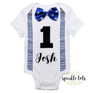 Baby Boys 1st Birthday outfit, 1st birthday romper vest 