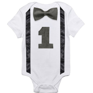 Baby Boys 1st Birthday Bodysuit Grey