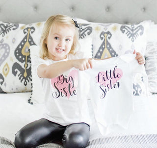 Big Sister Little Sister matching outfits, Big Sister little sister shirts, Outfit, Personalised little sister baby grow, baby shower gift