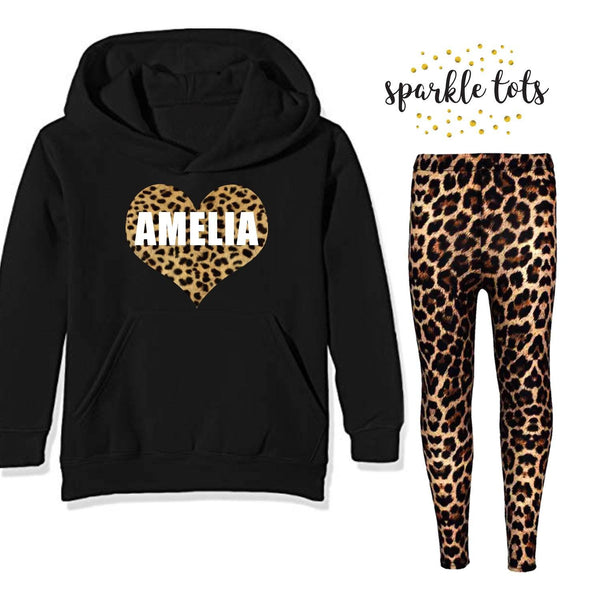 leopard print matching set, girl's personalised clothing outfit, trendy girl's clothing, personalised outfit, mummy daughter sister matching