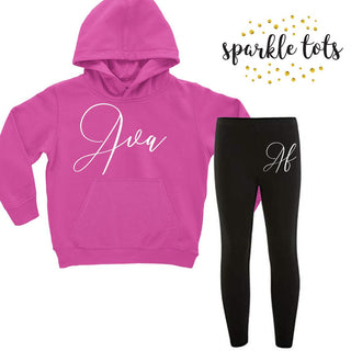 girls personalised clothing, girls personalised clothes, personalised hoodie leggings set, personalised tracksuit, personalised outfit