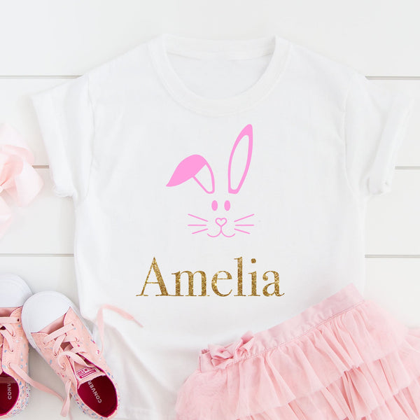 Adorable Personalised Girls Easter T-Shirt from Sparkle Tots – customised for a cute and comfortable Easter celebration for your little girl.
