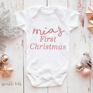 personalised 1st christmas baby grow vest romper