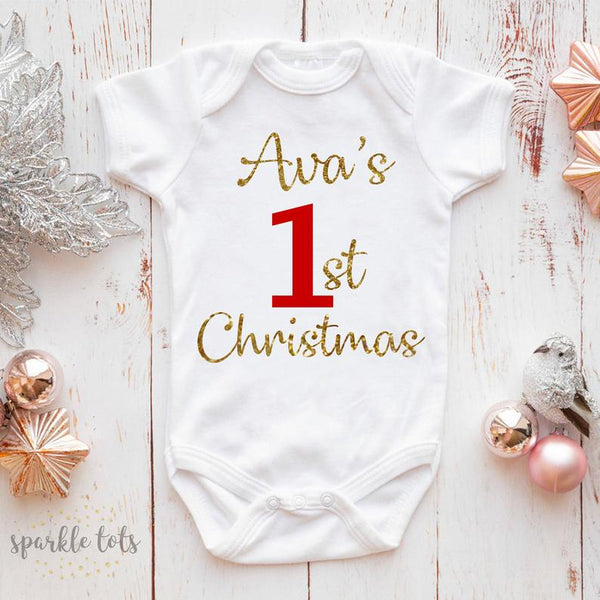 Adorable 1st Christmas Festive Baby Vest from Sparkle Tots – featuring delightful festive designs for a charming and cosy celebration of your baby's first festive season.