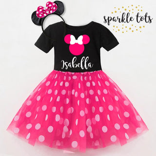 Minnie Mouse outfit, personalised Minnie Mouse dress, Disneyland, disneyworld, 1st, 2nd, 3rd birthday, girls 1st birthday outfit, custom