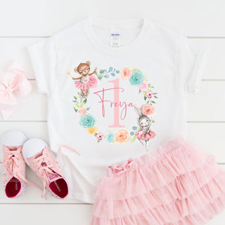 "Girls Birthday Shirt or Baby Grow - Ballerina Themed - Personalised Infant Bodysuit or T-Shirt - Sparkle Tots"